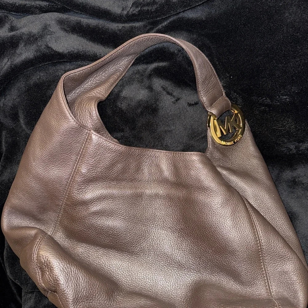 Michael Kors Chocolate Brown Hobo Bag with Gold Detail